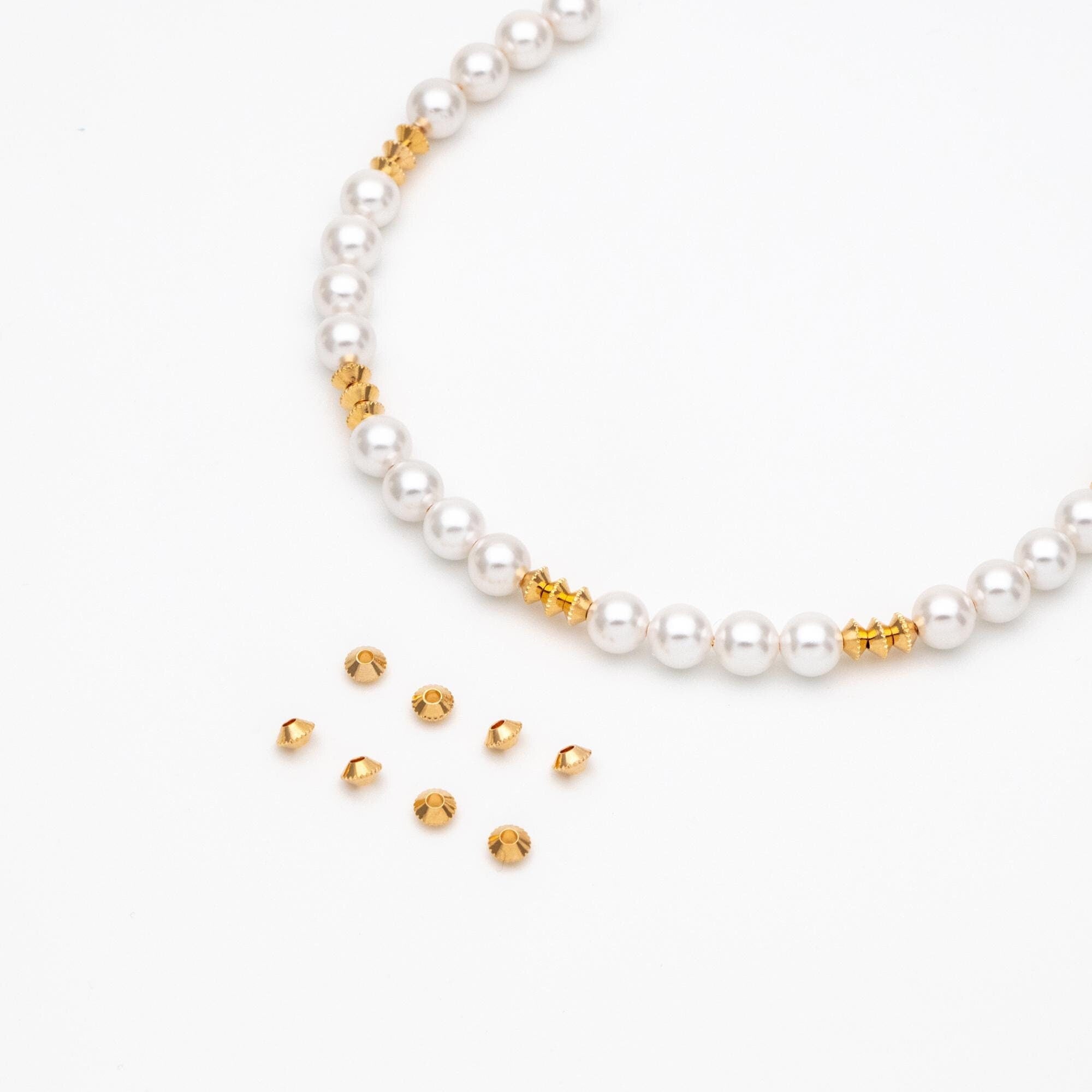 20pcs Gold Gear Round Spacer Beads 4mm, Jewelry Making Supplies Wholesale (GB-3795)